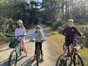 Our kids biking at Pinckney Island Wildlife Refuge