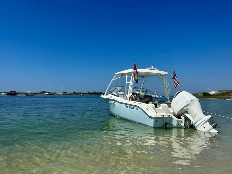 Anchored at the sandbar