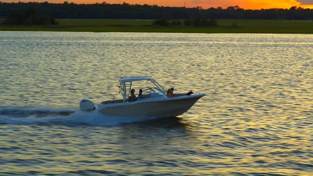 cruising in the backwaters at sunset