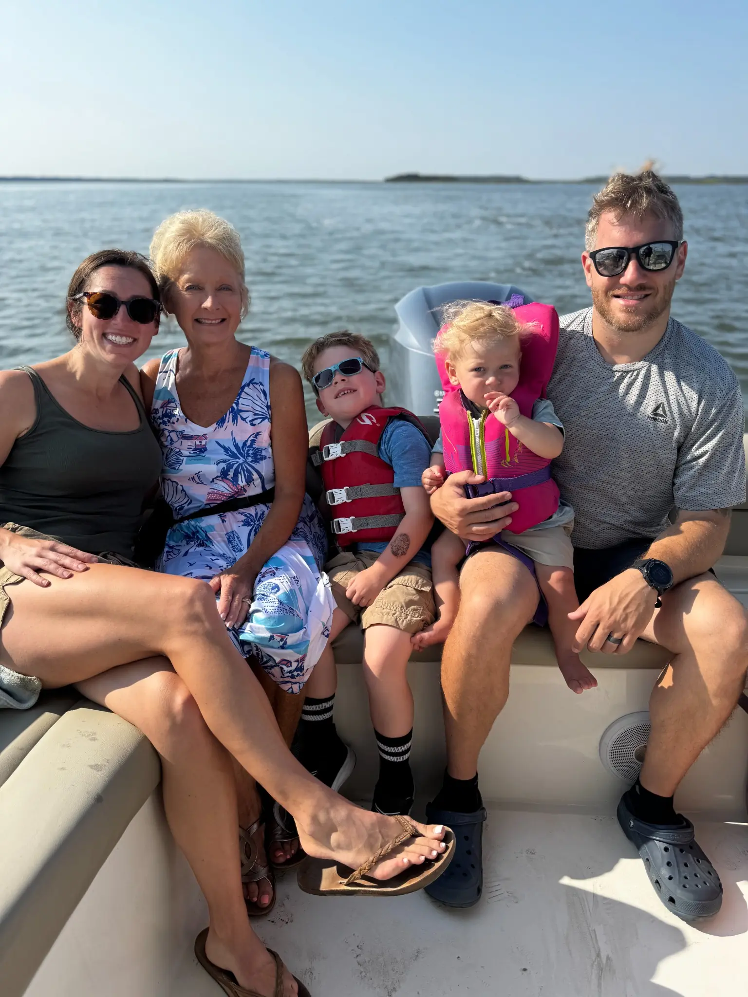 Family on a private Hilton Head Dolphin Tour